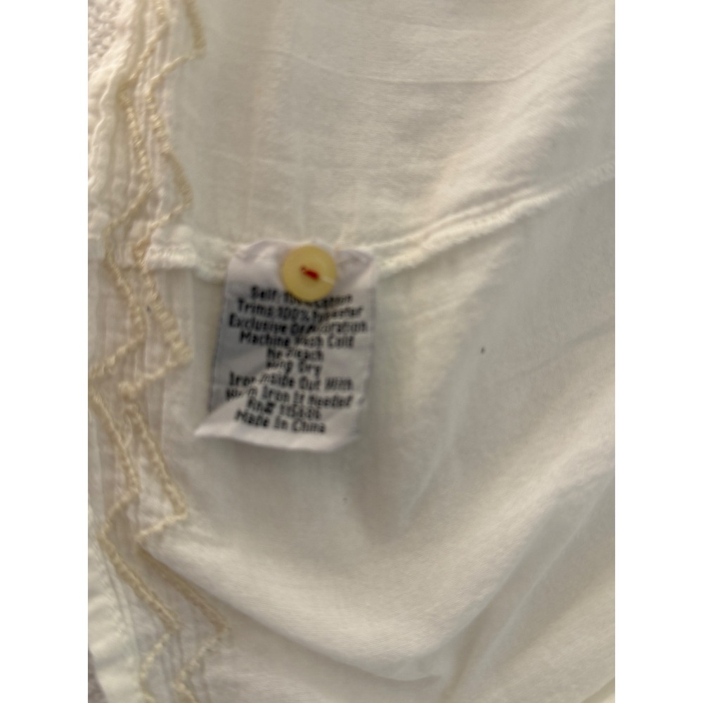 Johnny Was 3J Workshop White Embroidered Cotton Button Down Boho Shirt Womens L - Picture 7 of 11